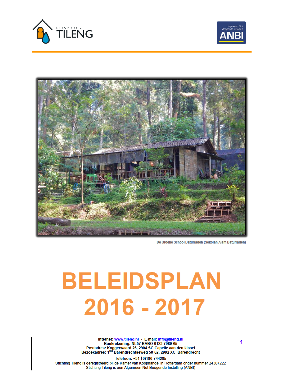 Voorblad Beleidsplan 2016 - 2017